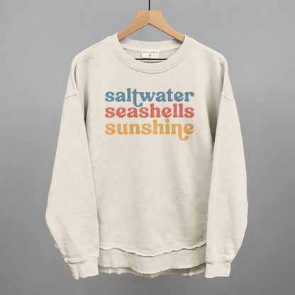 Saltwater, Seashells, Sunshine Beach graphic top in Tapioca