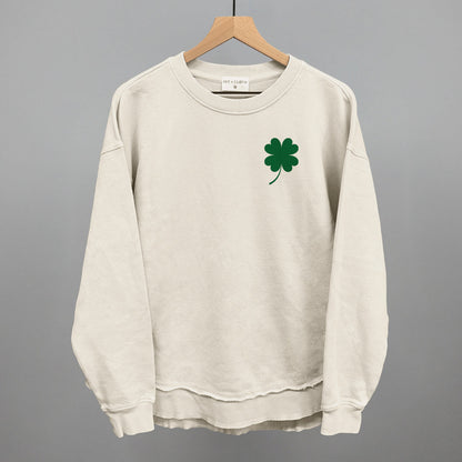 Four Leaf Clover (Left Chest) Funny Oversized Terry Poncho in Tapioca – Ivy + Cloth