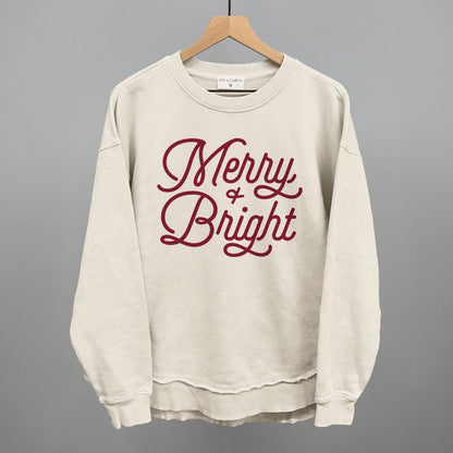 Merry And Bright (Monoline Script) Funny Oversized Terry Poncho in Tapioca – Ivy + Cloth