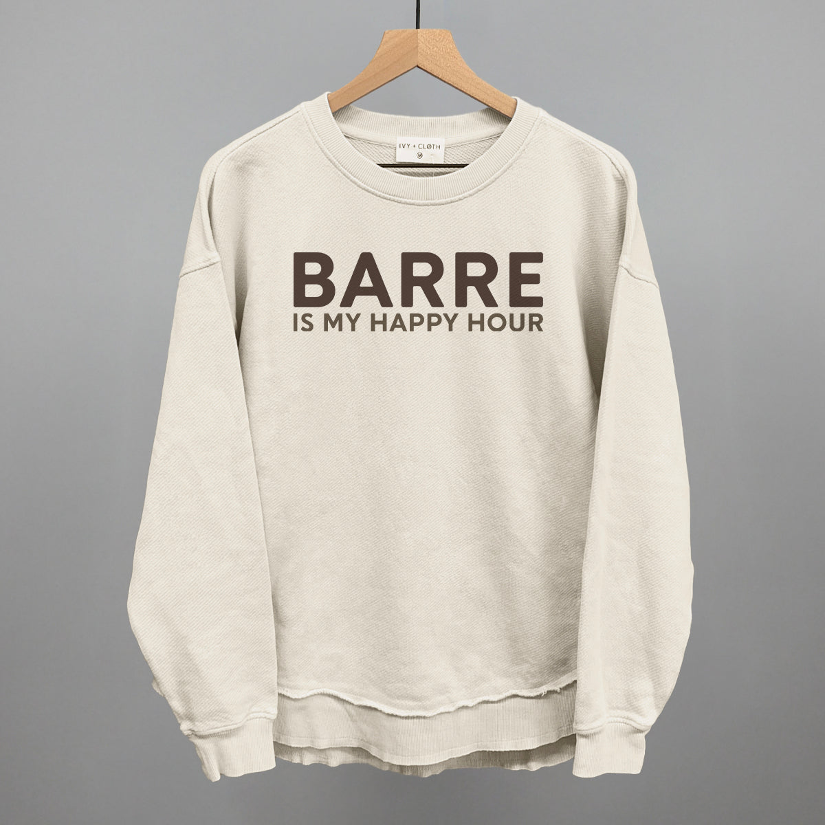 Barre Is My Happy Hour Funny Oversized Terry Poncho in Tapioca – Ivy + Cloth