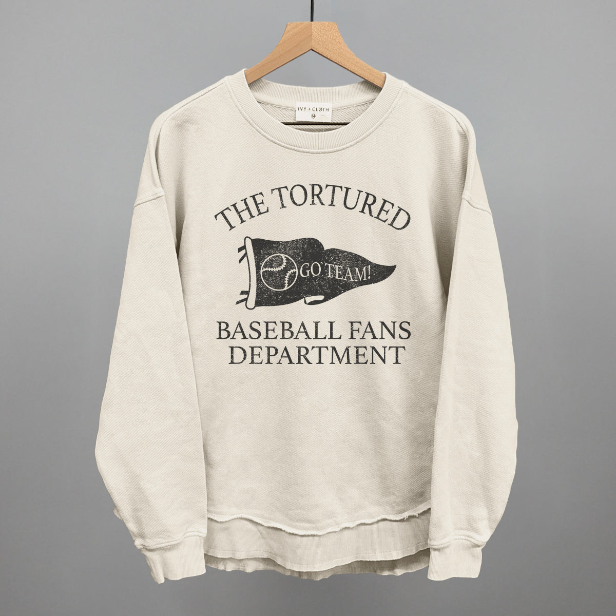 The Tortured Baseball Fans Department Funny Oversized Terry Poncho in Tapioca – Ivy + Cloth