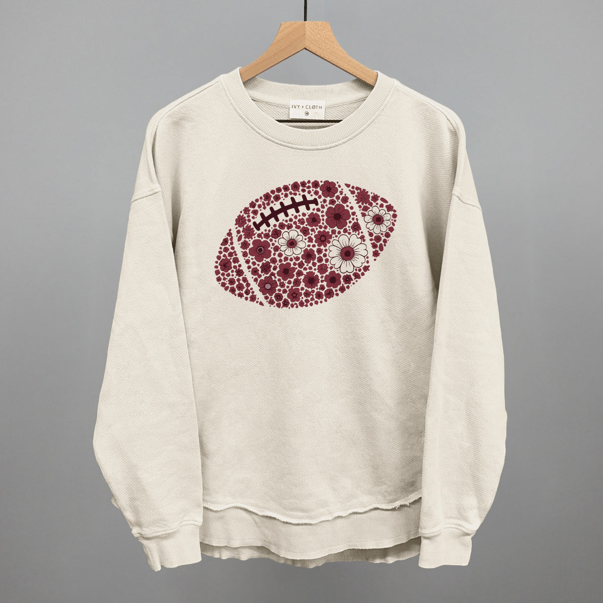 Floral Football Maroon Funny Oversized Terry Poncho in Tapioca – Ivy + Cloth