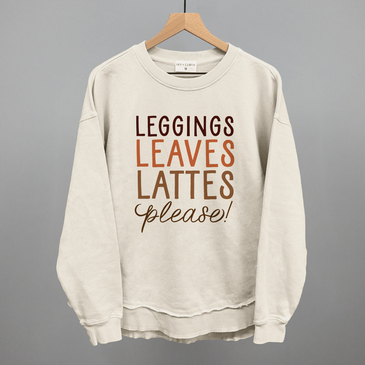 Leggings, Leaves, Lattes Please! Funny Oversized Terry Poncho in Tapioca – Ivy + Cloth