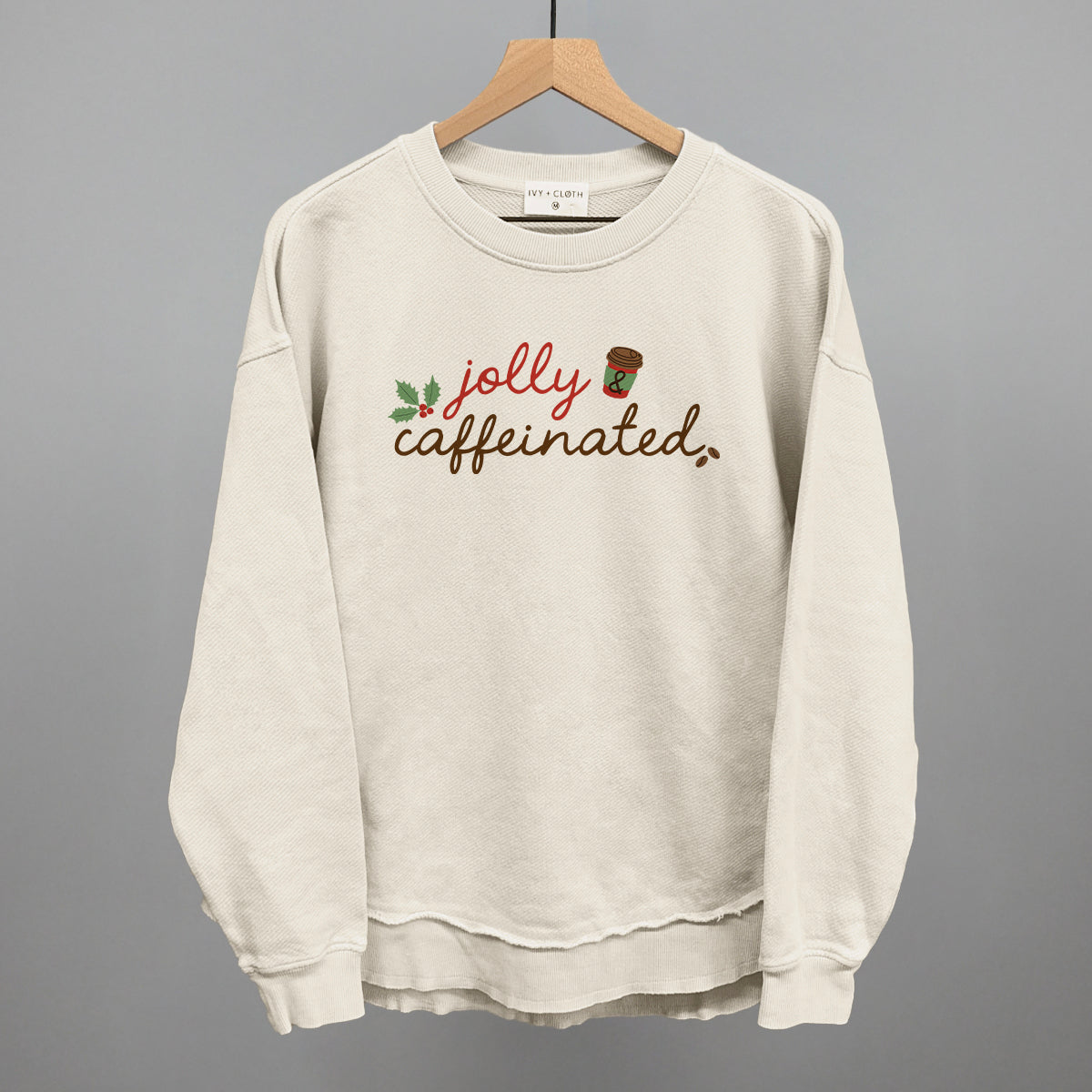 Jolly & Caffeinated Funny Oversized Terry Poncho in Tapioca – Ivy + Cloth