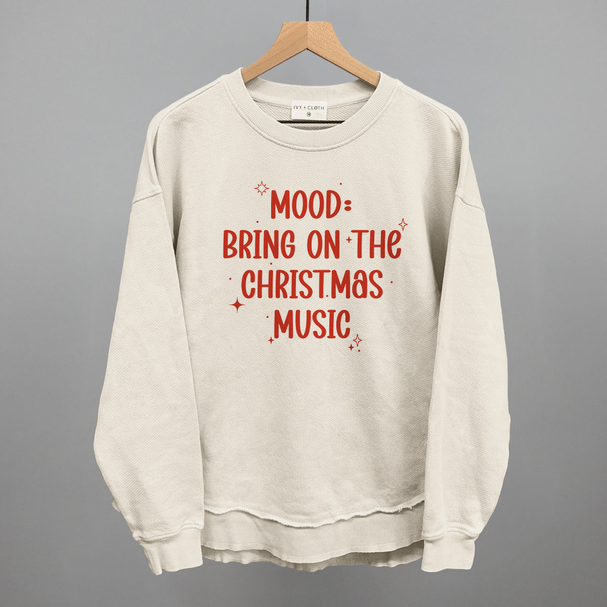Mood: Bring On The Christmas Music Funny Oversized Terry Poncho in Tapioca – Ivy + Cloth