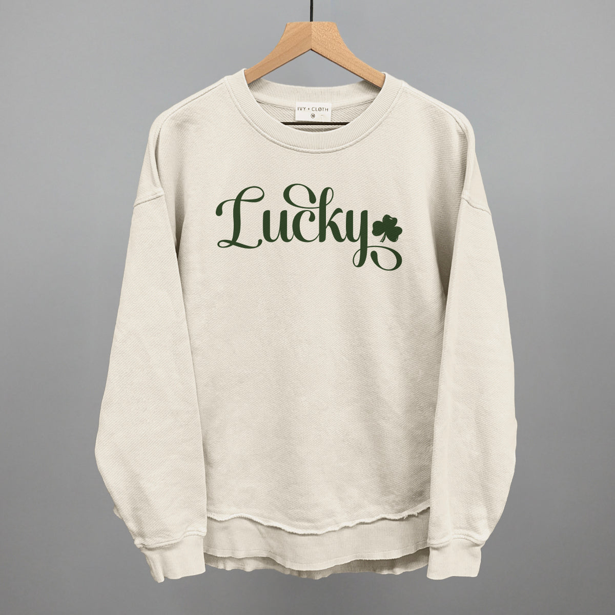 Lucky Script + Clover Funny Oversized Terry Poncho in Tapioca – Ivy + Cloth