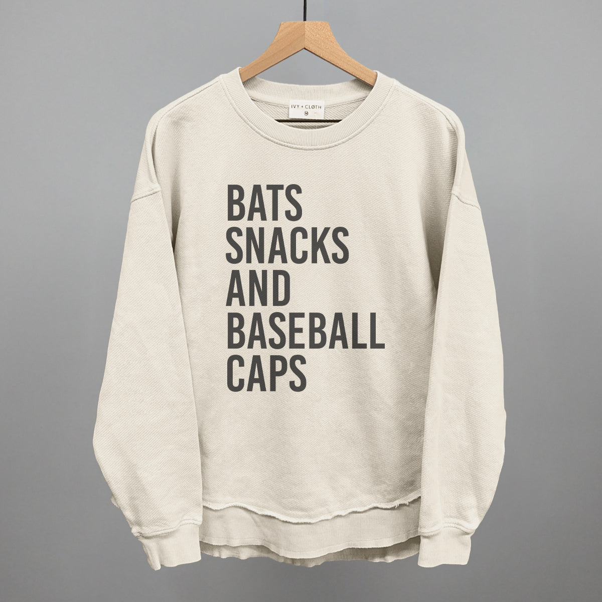 Bats, Snacks, And Baseball Caps Funny Oversized Terry Poncho in Tapioca – Ivy + Cloth