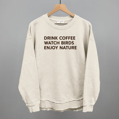 Drink Coffee Watch Birds Enjoy Nature Funny Oversized Terry Poncho in Tapioca – Ivy + Cloth