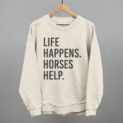 Life Happens Horses Help Horse Lover graphic top in Tapioca