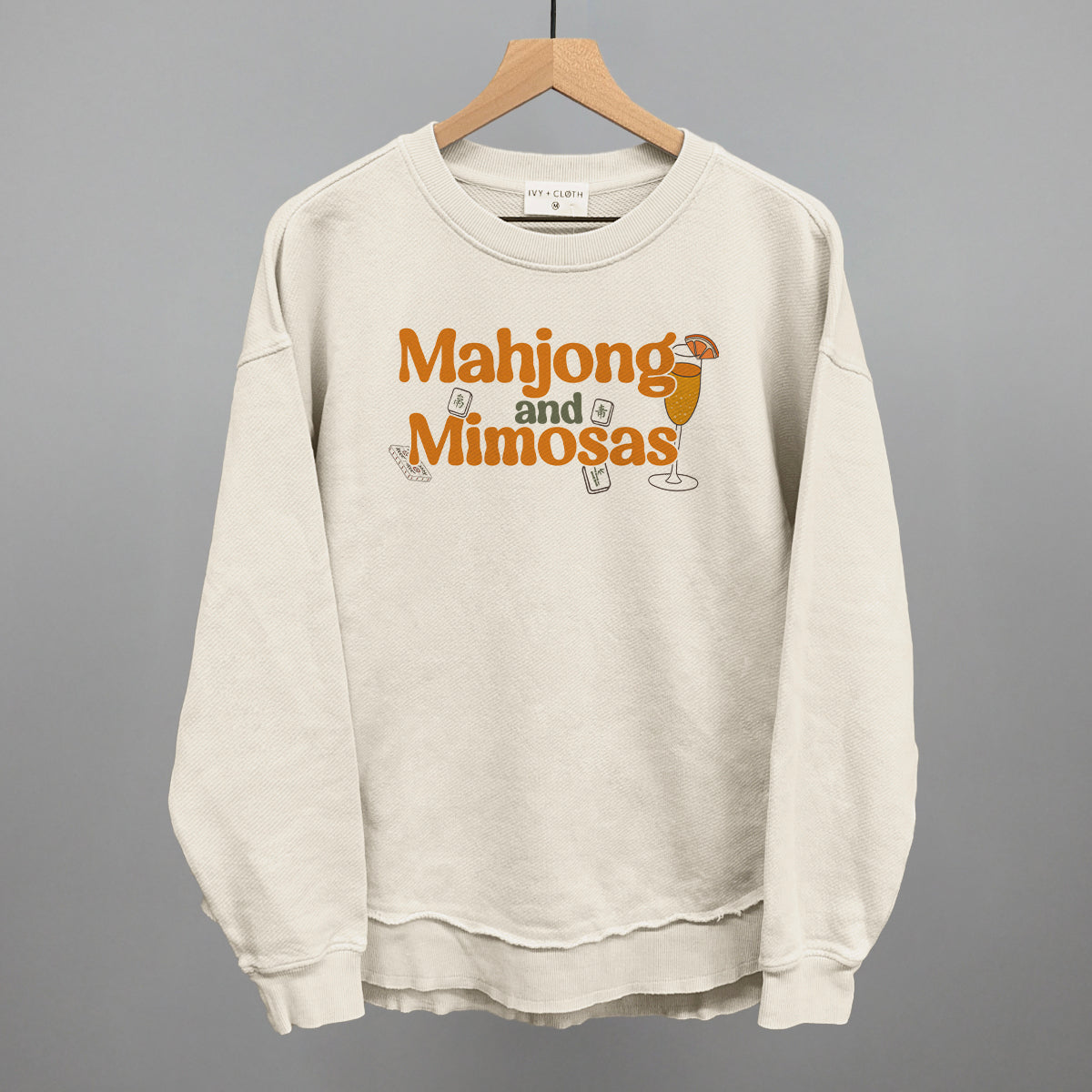 Mahjong and Mimosas graphic top in Tapioca