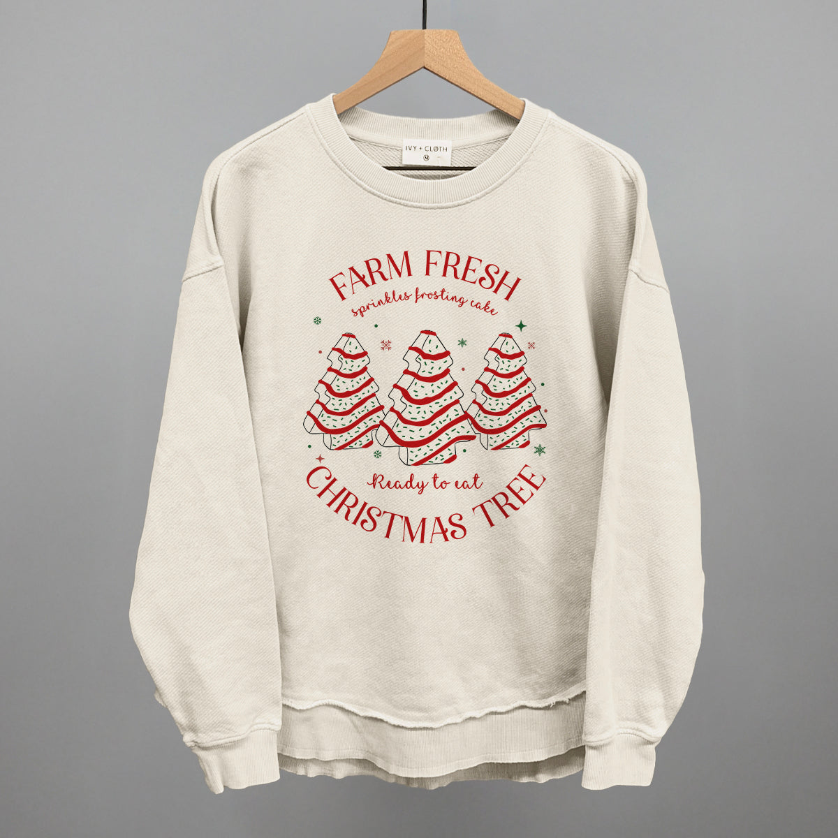 Farm Fresh Christmas Tree Cake Funny Oversized Terry Poncho in Tapioca – Ivy + Cloth
