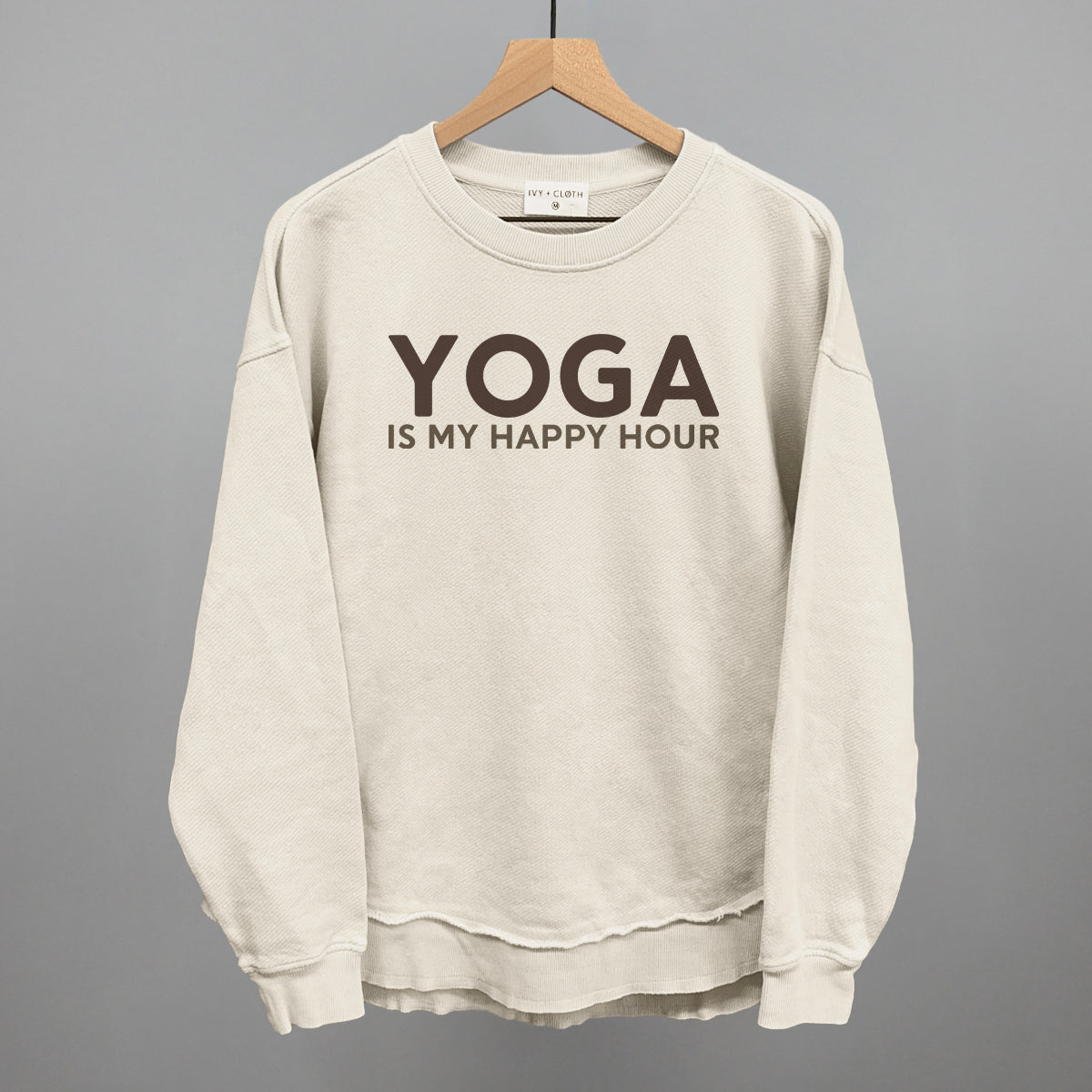 Yoga Is My Happy Hour Funny Oversized Terry Poncho in Tapioca – Ivy + Cloth