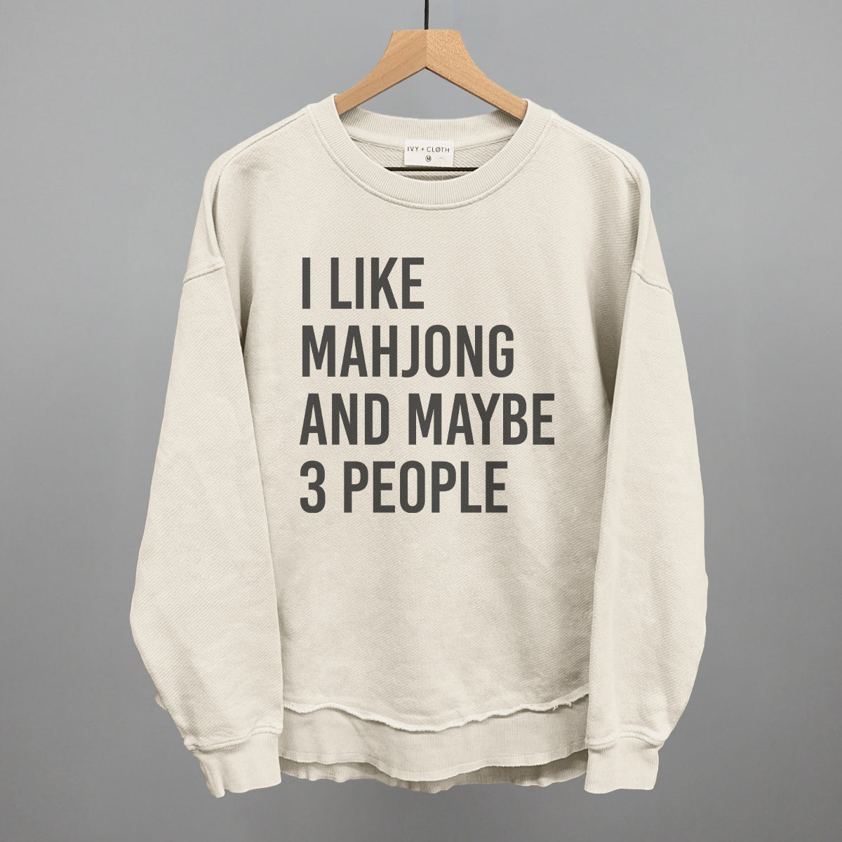 I Like Mahjong and Maybe 3 People graphic top in Tapioca