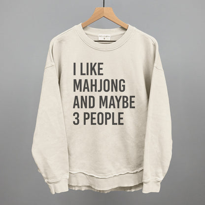 I Like Mahjong and Maybe 3 People graphic top in Tapioca