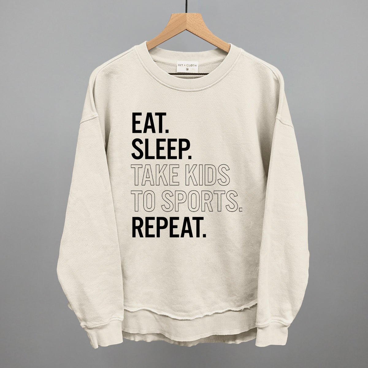 Eat Sleep Take Kids To Sports Repeat Funny Oversized Terry Poncho in Tapioca – Ivy + Cloth