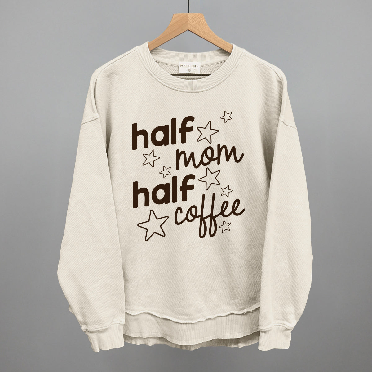 Half Mom Half Coffee Stars Funny Oversized Terry Poncho in Tapioca – Ivy + Cloth