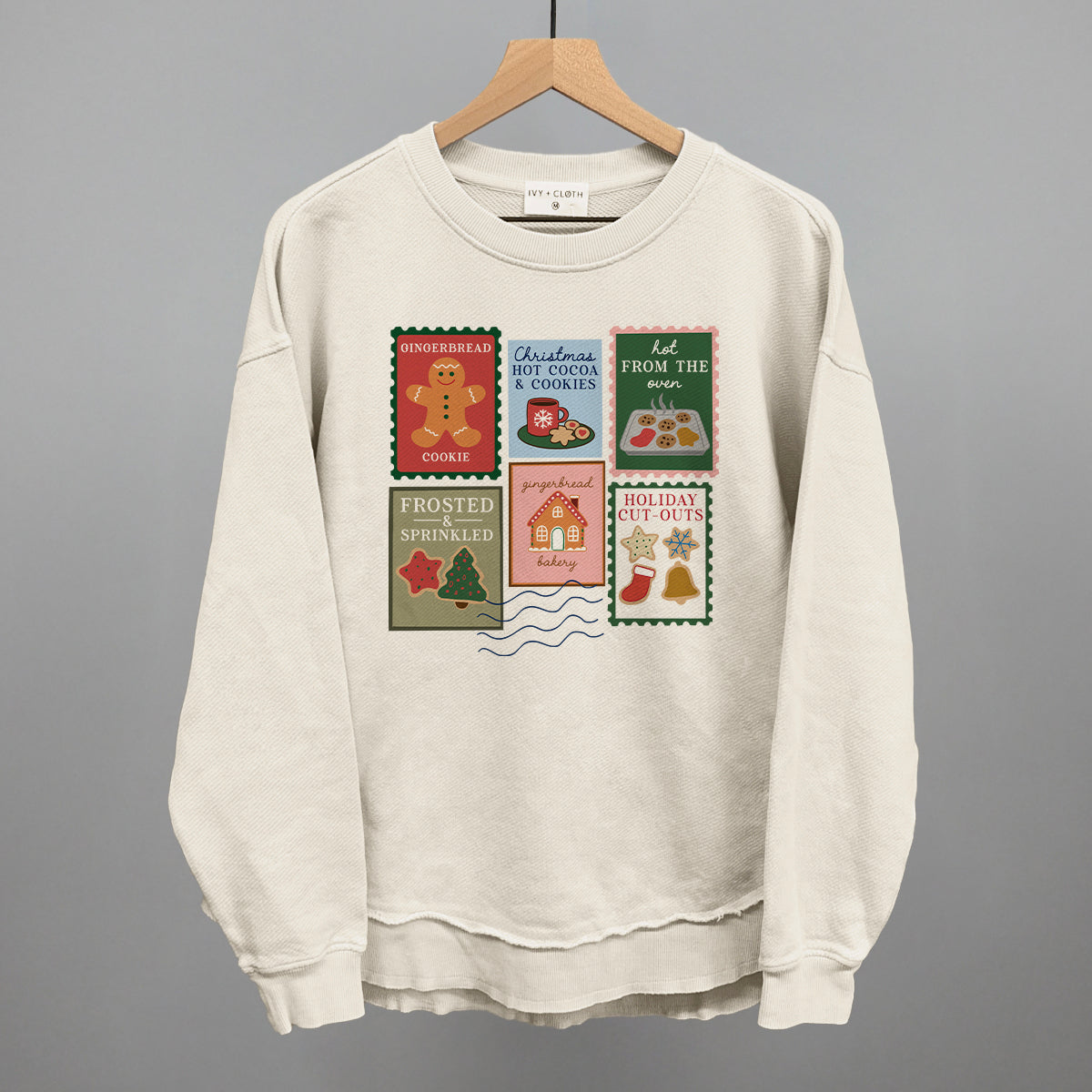 Christmas Cookie Stamps Funny Oversized Terry Poncho in Tapioca – Ivy + Cloth