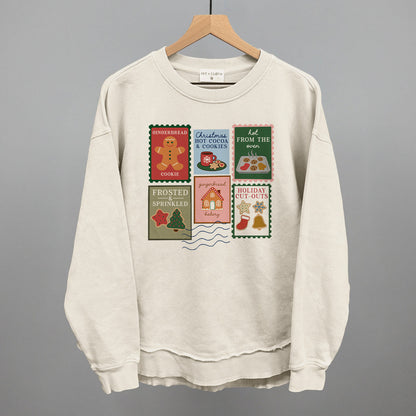 Christmas Cookie Stamps Funny Oversized Terry Poncho in Tapioca – Ivy + Cloth