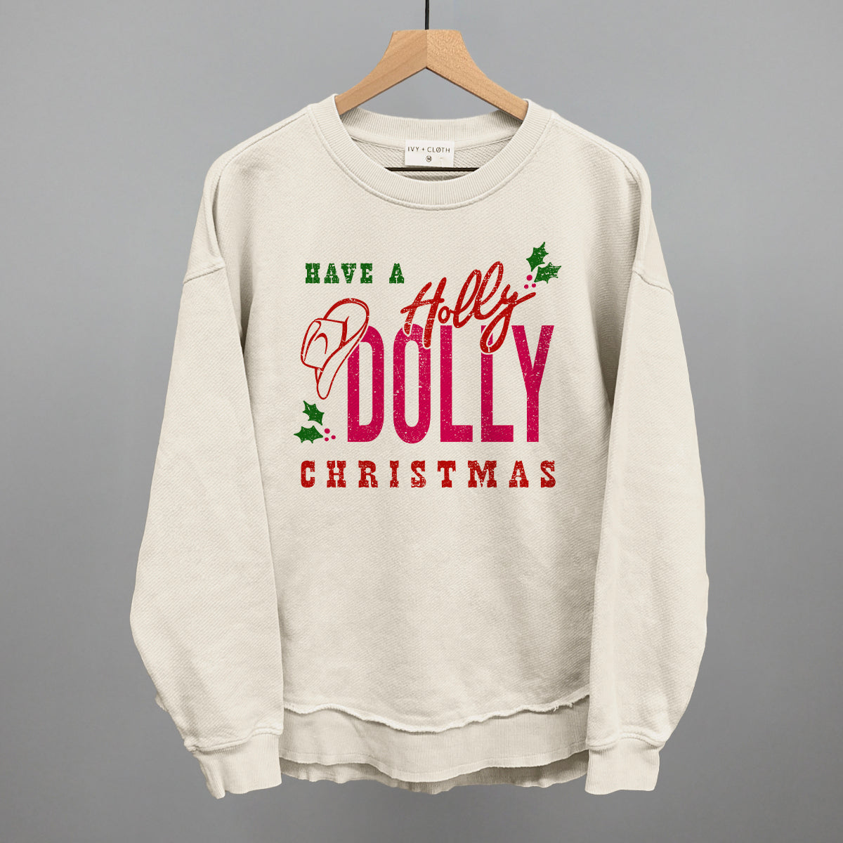 Holly Dolly Christmas Funny Oversized Terry Poncho in Tapioca – Ivy + Cloth