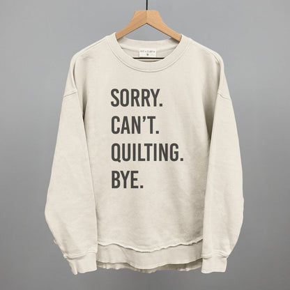 Sorry Can't Quilting Bye graphic top in Tapioca