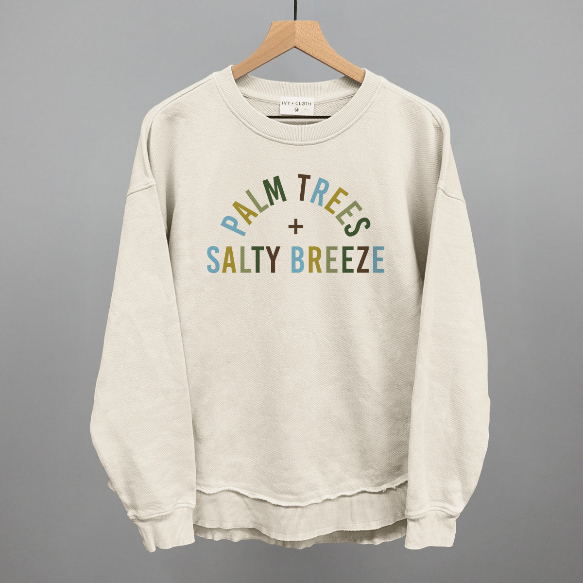Palm Trees And Salty Breeze Funny Oversized Terry Poncho in Tapioca – Ivy + Cloth