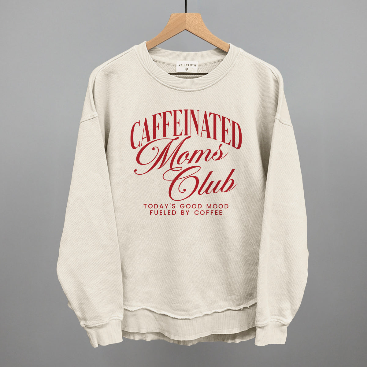 Caffeinated Moms Club graphic top in Tapioca