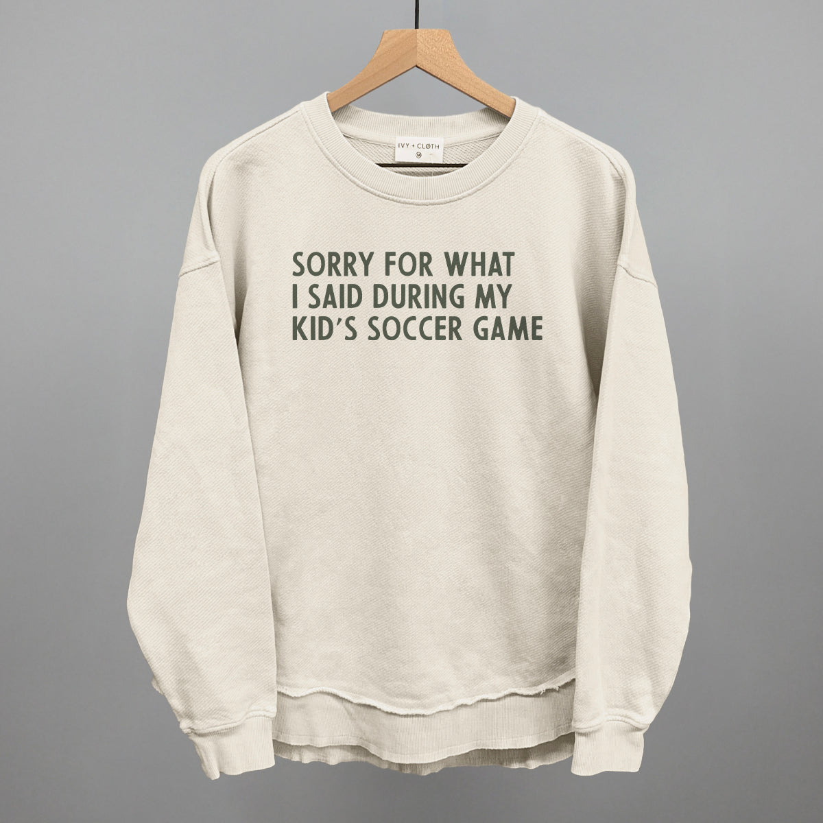 Sorry For What I Said (Soccer) Funny Oversized Terry Poncho in Tapioca – Ivy + Cloth