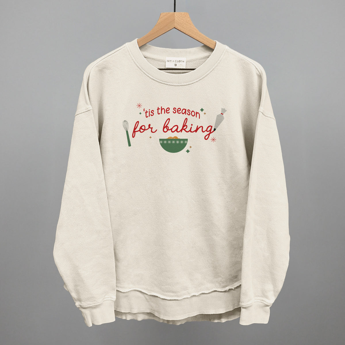 'Tis The Season For Baking Doodles Funny Oversized Terry Poncho in Tapioca – Ivy + Cloth