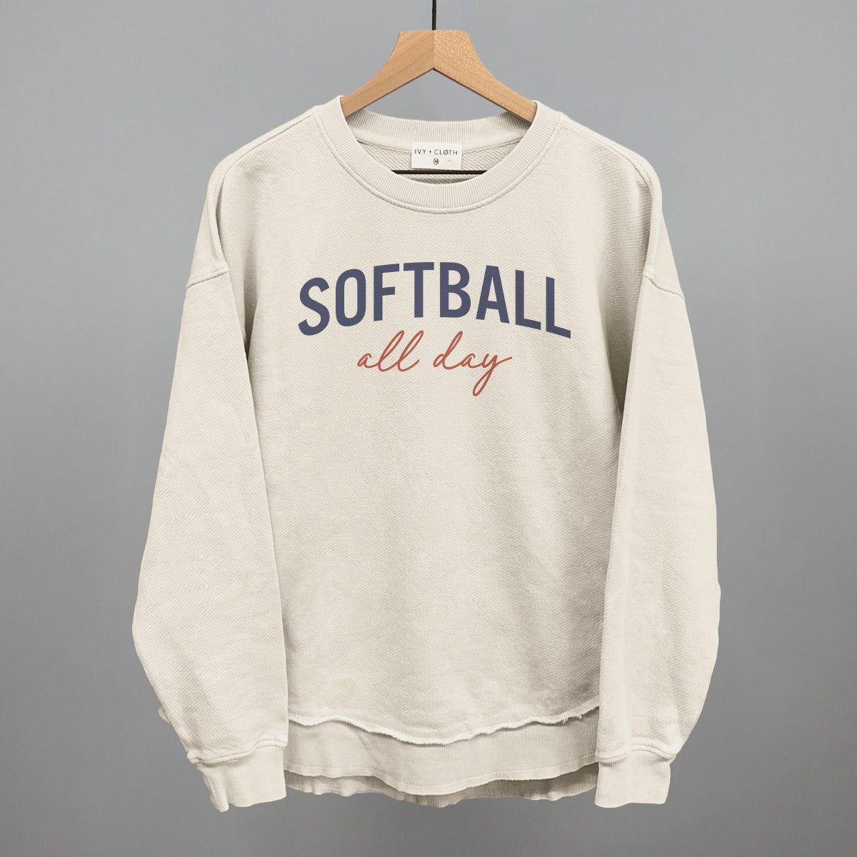 Softball All Day (Script) Funny Oversized Terry Poncho in Tapioca – Ivy + Cloth