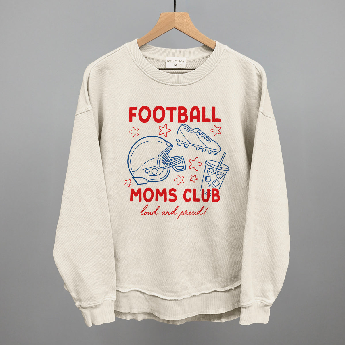Football Moms Club Doodle Funny Oversized Terry Poncho in Tapioca – Ivy + Cloth
