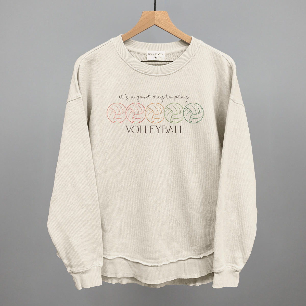 It's A Good Day To Play Volleyball Doodle Funny Oversized Terry Poncho in Tapioca – Ivy + Cloth