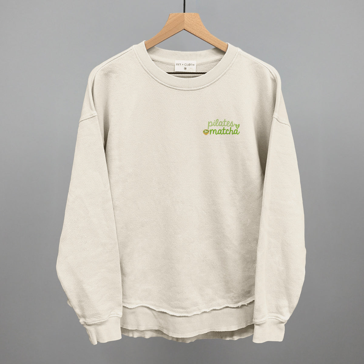 Pilates and Matcha Minimalist graphic top in Tapioca