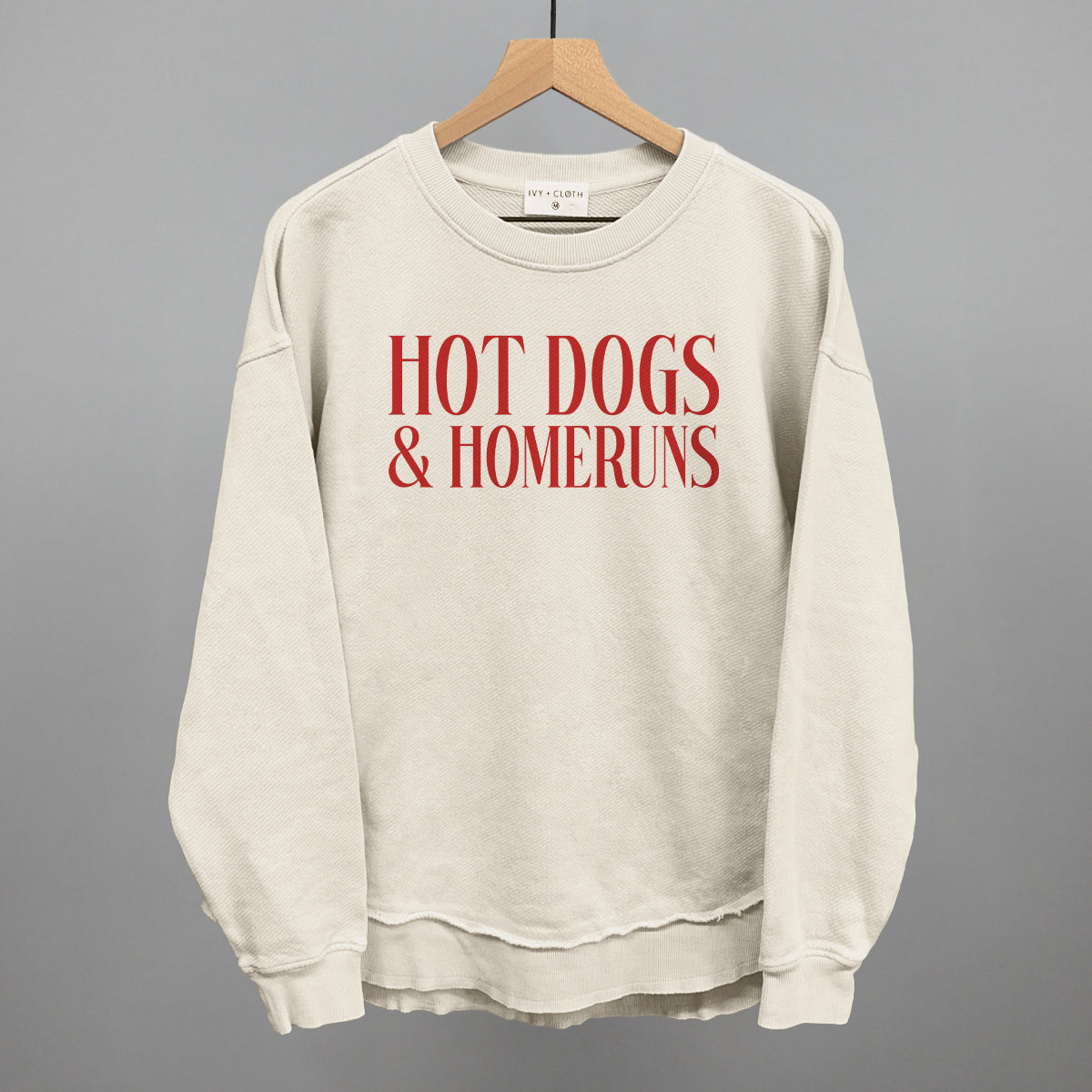 Hot Dogs & Homeruns Baseball graphic top in Tapioca