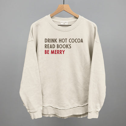 Drink Hot Cocoa Read Books Be Merry Funny Oversized Terry Poncho in Tapioca – Ivy + Cloth