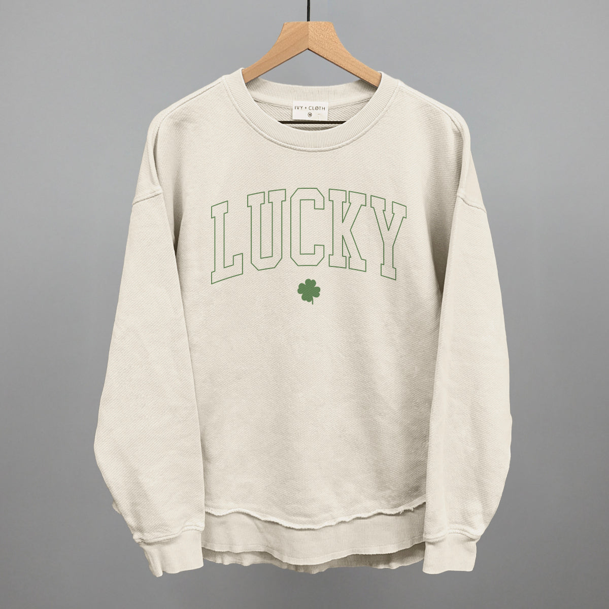 Lucky Clover (Collegiate) Funny Oversized Terry Poncho in Tapioca – Ivy + Cloth