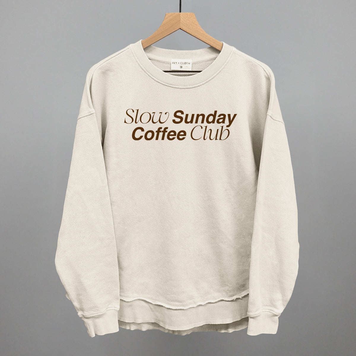 Slow Sundays Coffee Club Funny Oversized Terry Poncho in Tapioca – Ivy + Cloth