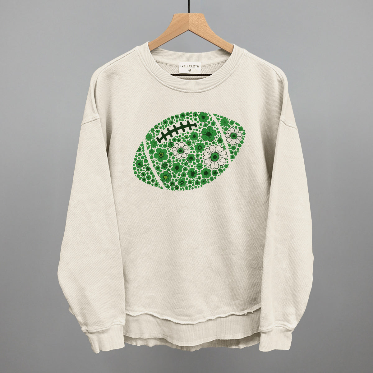 Floral Football Green Funny Oversized Terry Poncho in Tapioca – Ivy + Cloth