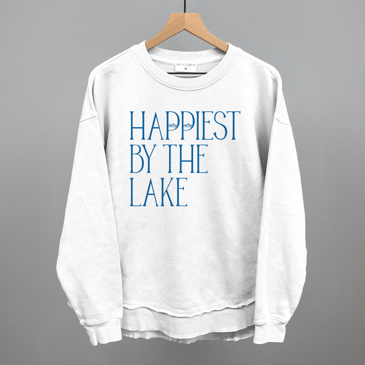 Happiest By The Lake graphic top in White