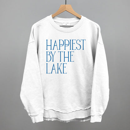 Happiest By The Lake graphic top in White