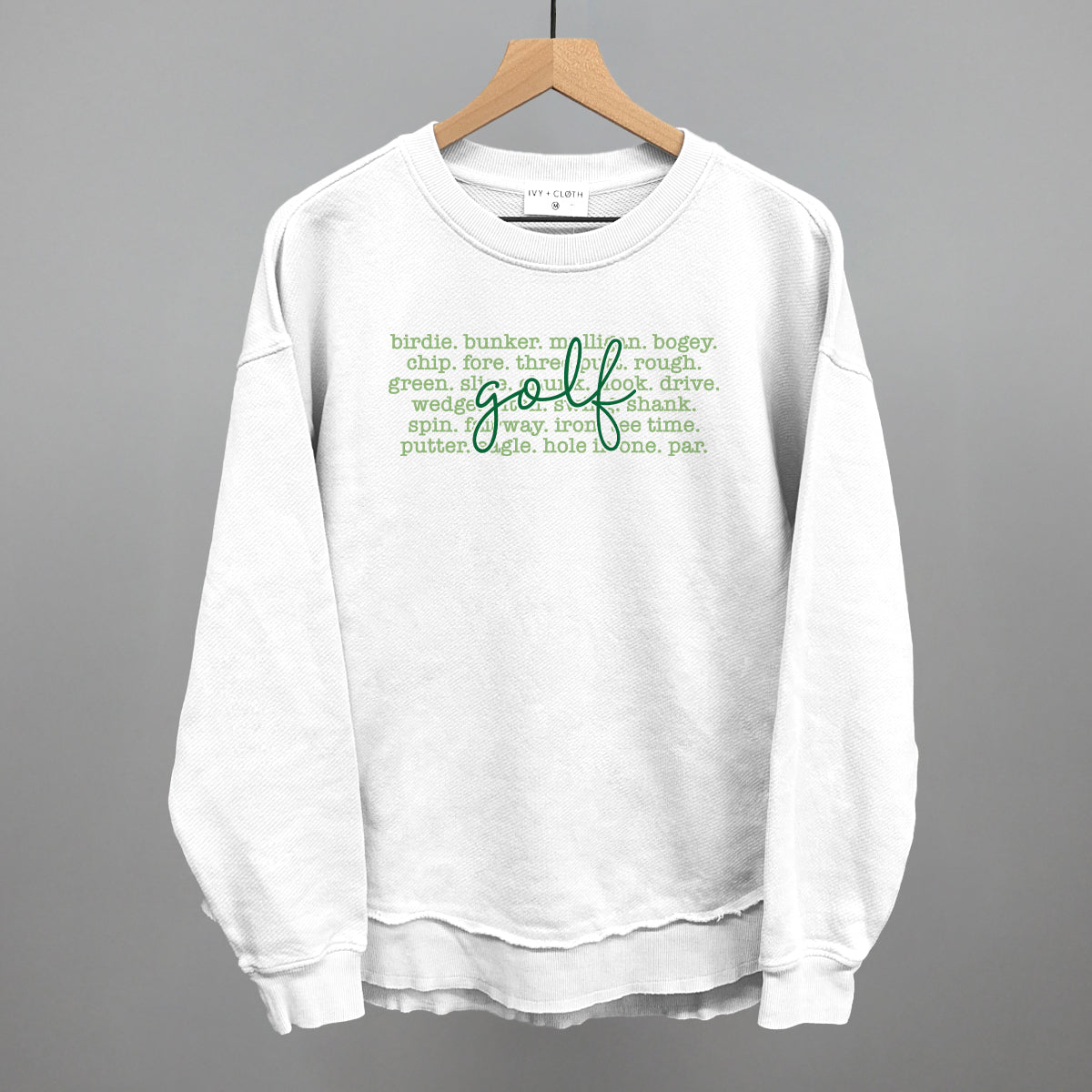 Golf Terms With Script Funny Oversized Terry Poncho in White – Ivy + Cloth