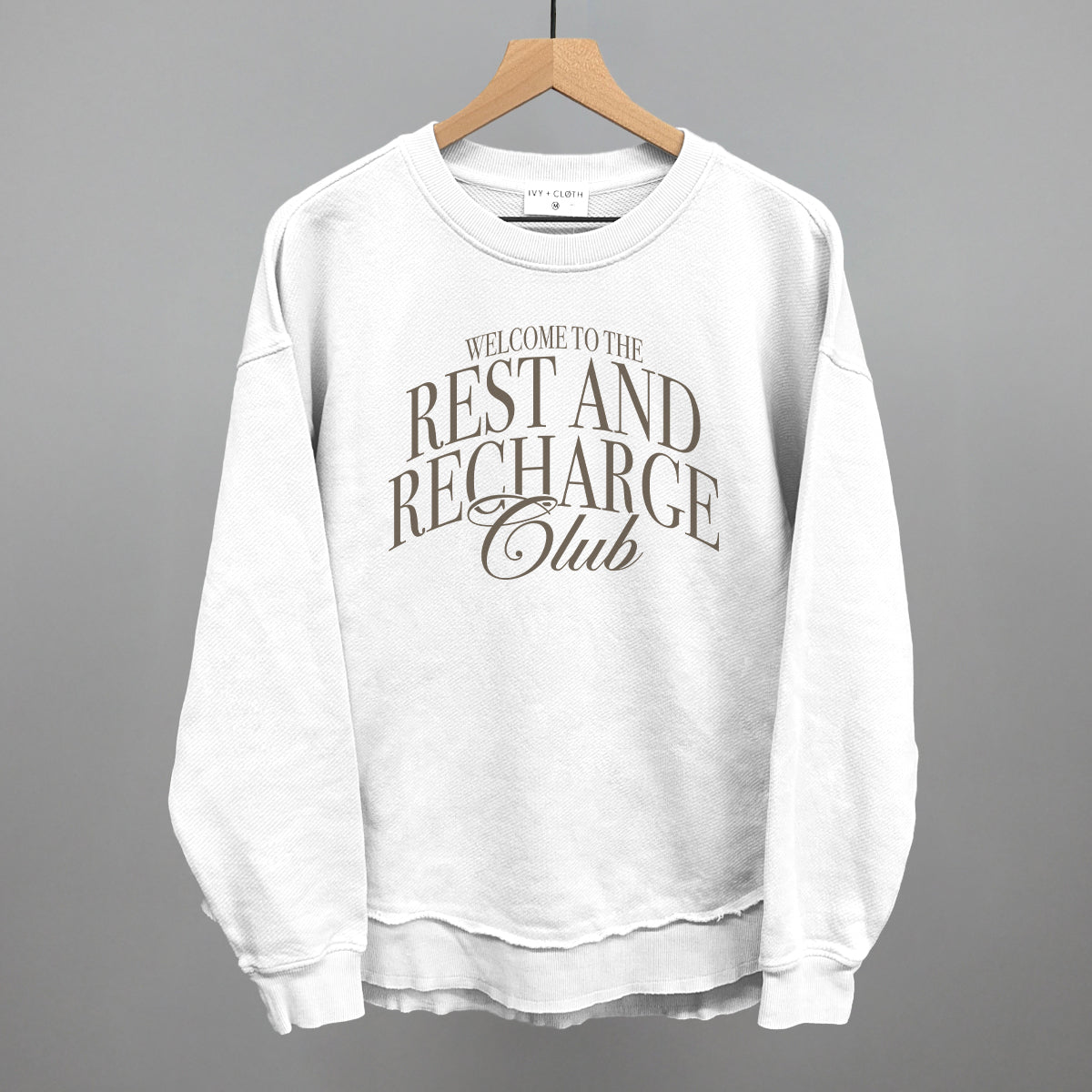 Rest and Recharge Club graphic top in White