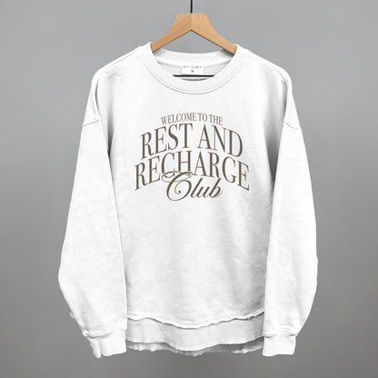 Rest and Recharge Club graphic top in White