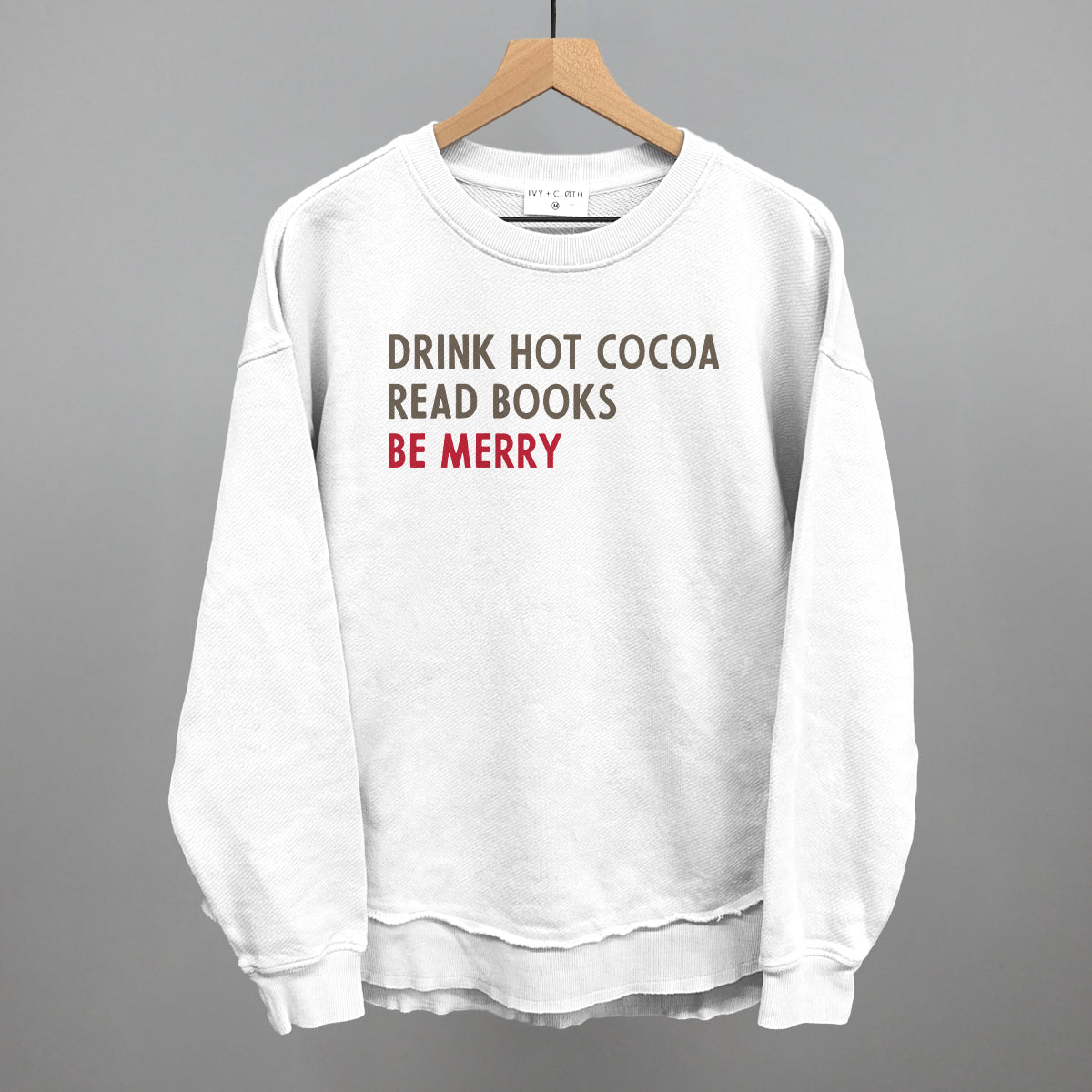 Drink Hot Cocoa Read Books Be Merry Funny Oversized Terry Poncho in White – Ivy + Cloth