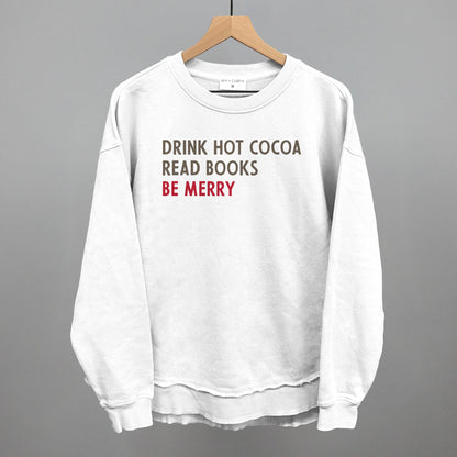 Drink Hot Cocoa Read Books Be Merry Funny Oversized Terry Poncho in White – Ivy + Cloth