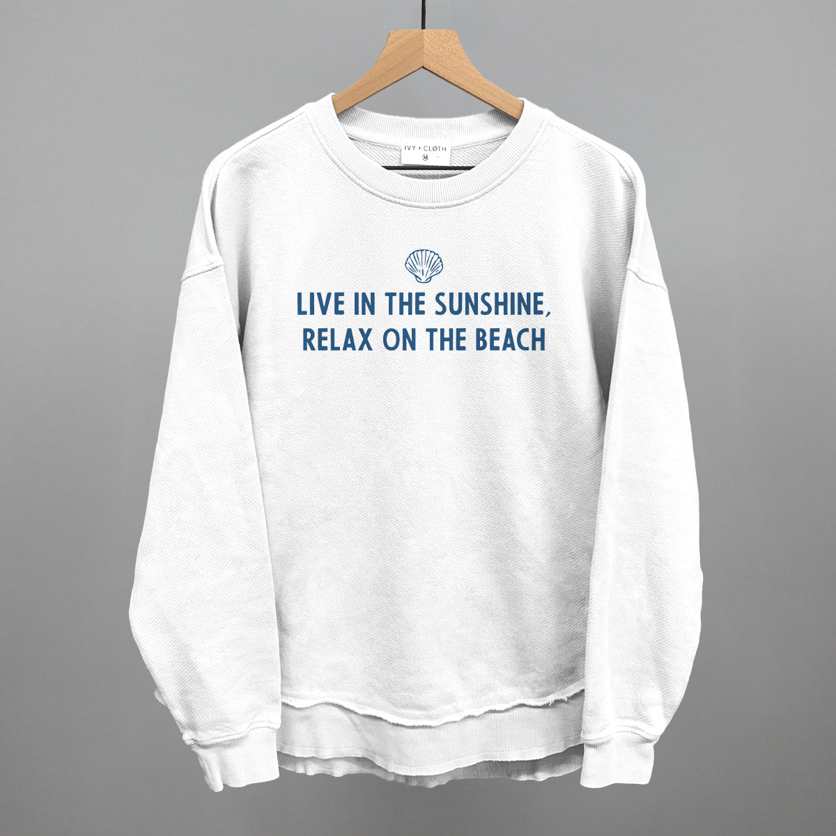 Live In The Sunshine, Relax On The Beach graphic top in White