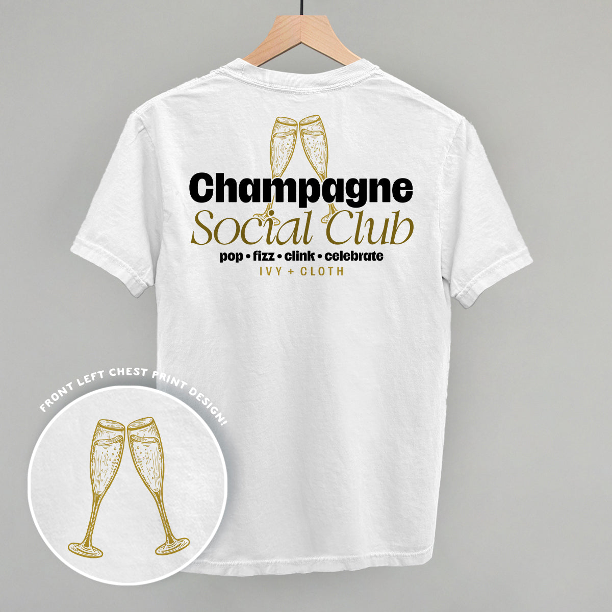 Champagne Social Club (Back Print) Funny Sweatshirt in White – Ivy + Cloth