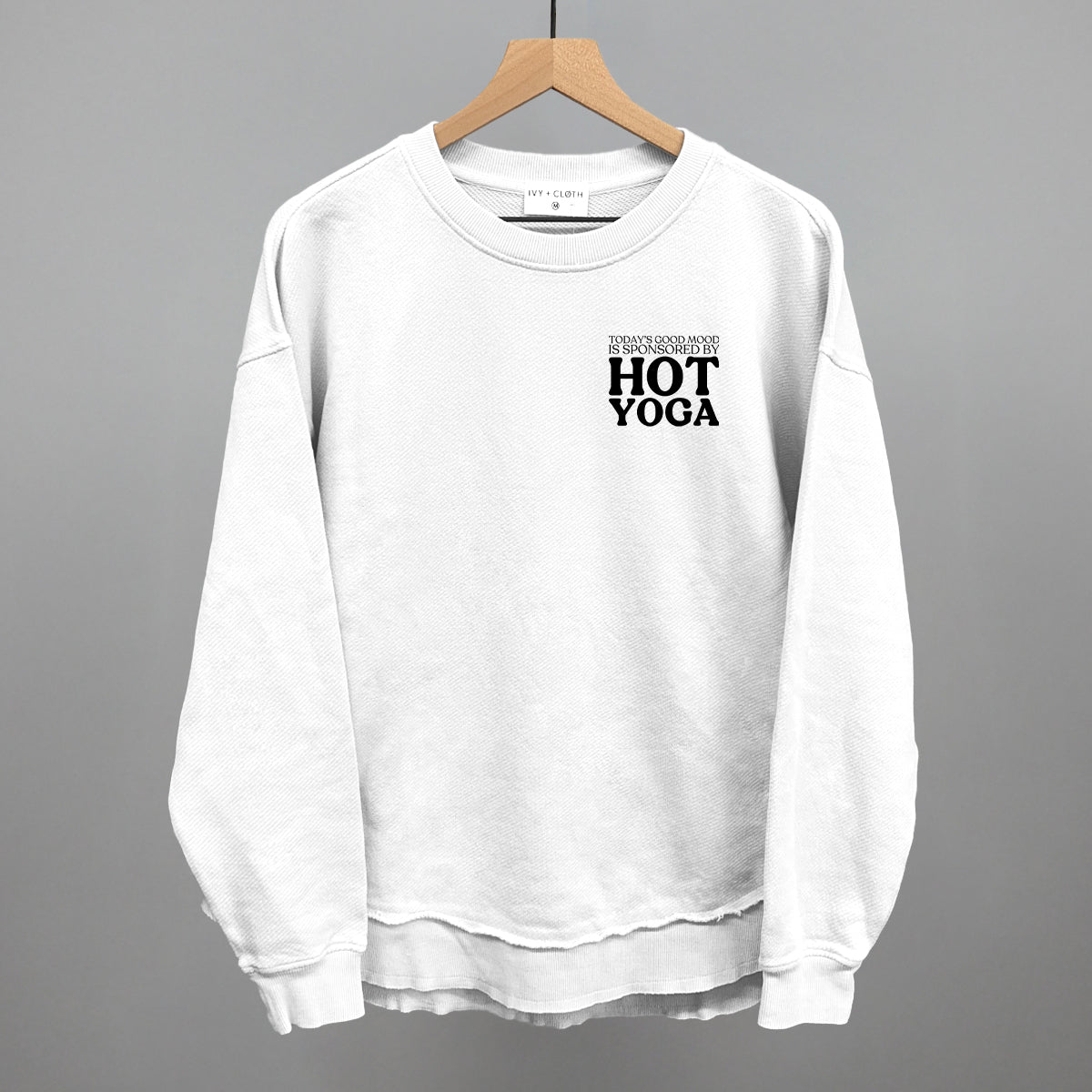 Mood Sponsored By Hot Yoga (Left Chest) Funny Oversized Terry Poncho in White – Ivy + Cloth