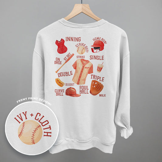 Baseball Doodles (Red) (Back Print) Funny Sweatshirt in White – Ivy + Cloth