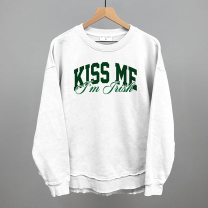 Kiss Me I'm Irish (Arch + Script) Funny Oversized Terry Poncho in White – Ivy + Cloth