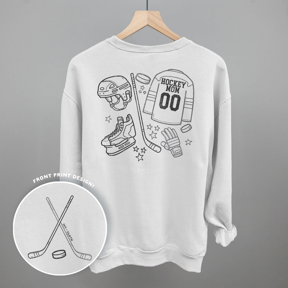 Hockey Mom Doodle (Back Print) Funny Comfort Colors T-Shirt in White – Ivy + Cloth